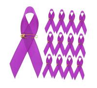 LOLIPPYY 100pcs Charity Brooch Ribbon Lapel Pins for Society Events Domestic Violence Awareness Funeral Memorial Pins Society Events Lapel Funeral Memorial Accessories Polyester Purple