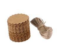 LOLIPPYY 100pcs DIY Cowhide Card Hanging Tag Brown Tags Jute Twine Brown Craft Label Large Round Handmade Cards Luggage Craft Paper Hanging Paper Blank Thick