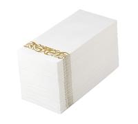LOLIPPYY 100pcs Elegant Gold Foil Disposable Paper Napkins Thick Folded Dinner Napkins for Weddings Parties Restaurant Kitchen Events