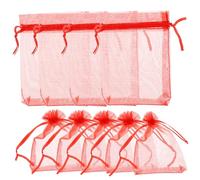 LOLIPPYY 100Pcs Red Organza Drawstring Bags Lightweight Multi-function Storage Pouches for Wedding Party Shower Candy Favor Packaging