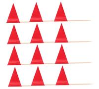LOLIPPYY 100pcs Small Red Toothpick Flags Triangular Mini Blank Food Flags Cake Decoration Toppers for Buffet Cupcakes Cheese Charcuterie Boards Party Accessories