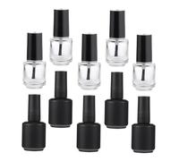 LOLIPPYY 10pcs 15ml Glass Nail Polish Bottles Set Matte Black Round Empty Cosmetic Containers with Brush for Nail Art Manicure Salon Supplies