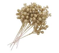 LOLIPPYY 10pcs Artificial Christmas Berry Branches Gold Glitter Stems Decorative Twigs for Xmas Tree Wreath Garland Craft Holiday Home Decor