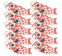 LOLIPPYY 10pcs DIY Japanese Carp Pattern Pendants Red Koi Charms for Necklace Bracelet Keychain Decorative Craft Accessories