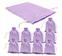 LOLIPPYY 10pcs Drawstring Cosmetic Pouches Lightweight Silky Satin Makeup Bags for Women Portable Toiletry Organizer with Smooth Closure Stylish Light Purple