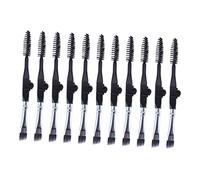 LOLIPPYY 10pcs Foldable Dual-ended Mini Eyebrow and Eyelash Makeup Brushes Black Silver Professional Beauty Brush for Women Portable Travel Use