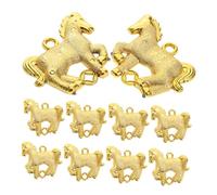 LOLIPPYY 10pcs Gold Horse Pendant Charms Zodiac Animal Luck Feng Shui Charms for Jewelry Making Bag Keychain Decoration Festive Accessories for Personal Use and