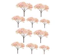 LOLIPPYY 10pcs Miniature Artificial Cherry Blossom Trees for Diorama and Railroad Layout Realistic Springtime Landscape Decorations Mixed for Model Train Scenery and Garden Display