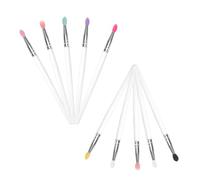 LOLIPPYY 10pcs Portable Eye Makeup Brush for Women Lightweight Travel Cosmetic Tool with Comfortable Soft Tips Multi-color Silicone Handles for Eyeshadow and Lip Application
