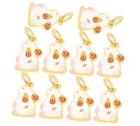 LOLIPPYY 10pcs Zodiac Rabbit Charms Pendant for Jewelry Making Smooth Safe Material DIY Craft Accessories for Bracelets Earrings Keychains Chinese Year