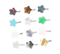 LOLIPPYY 12 pcs Mixed Color Natural Stone Five-pointed Star Pendants Lightweight Bracelet Charms for Jewelry Making and Daily Wear Accessories