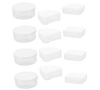LOLIPPYY 12 pcs Small Makeup Puff Boxes Plastic Triangular Round Rectangular Powder Puff Holders Compact Cosmetic Sponge Storage for Face Setting Powder Makeup Enthusiasts