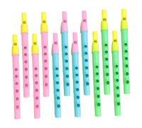 LOLIPPYY 12pcs 6-hole Plastic Mini Descant Recorder Flute for Children Music Beginners Random Color Set for Early Education and Wind Instrument Practice