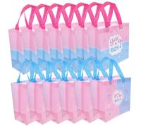 LOLIPPYY 12Pcs Reusable Alphabet Print Gift Bags with Handles for Shower Gender Reveal Party Favors Non-woven Fabric Party Supply Bags