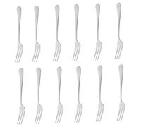 LOLIPPYY 12pcs Stainless Steel Mini Fruit Forks for Dessert Cake Salad Appetizer Serving Compact Kitchen Cutlery for Home Restaurant Outdoor Events