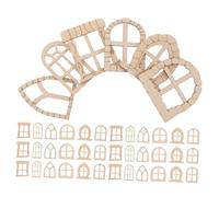 LOLIPPYY 150pcs Unpainted Wooden Fairy Garden Kit with Miniature Doors and Windows for DIY Crafts Blank Wood Frames for Dollhouse Decor Creative Fairy Tale Accessories for Home and Garden