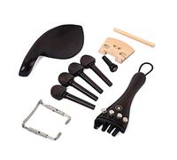 LOLIPPYY 15pcs Violin Fittings Ebony Accessories Set Including Tailpiece Chinrest Clamps Endpin Tail Gut and 4 Pegs for Violin Repair and Maintenance