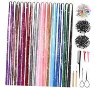 LOLIPPYY 16 Color Hair Tinsel Kit with 48 Inch Glitter Strands and Complete Braiding Tools, Temporary Heat Resistant Hair Extensions for Women and Girls, Suitable for Parties and Hairstyles