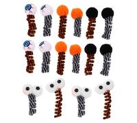 LOLIPPYY 16pcs Halloween Cat Spring Plush Eyeball Design Elastic Interactive Chewing Kitten for Indoor Hunting Swatting Biting Pets