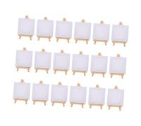 LOLIPPYY 18 Sets Mini Canvas and Wooden Easel Stable Triangle Frame for DIY Painting with Oil Watercolor Gouache Pastels Art Boards for Home Crafting