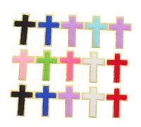 LOLIPPYY 18pcs Cross Patches for Clothing Repair and Decoration Polyester Embroidered Applique for Jeans Hats Bags Jackets Quick DIY Fix Fade-Resistant Vintage Style Embellishments