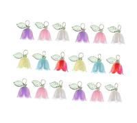 LOLIPPYY 18PCS Lily Flower Pendant Charms with Bell Leaves Dangle Beads for DIY Jewelry Making Colorful Floral Beads for Bracelets Necklaces Keychains Beginner-friendly Crafting Accessories