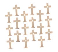 LOLIPPYY 18pcs Unfinished Wooden Crosses with Stable Base Compact DIY Tabletop Ornaments for Easter Baptism Wedding Church Decorations Faithful Craftsmanship and Artistic Detailing