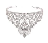 LOLIPPYY 1pc Baroque Crown Tiara for Women Rhinestone Inlaid Silver Hair Accessory Elegant Design for Weddings Parties and Festivals for Brides and Bridesmaids