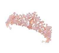 LOLIPPYY 1pc Chic Crystal Bridal Tiara Crown with Pink Diamond Accents Elegant Wedding Headband for Women Hair Accessory for Weddings Parties and Special Occasions