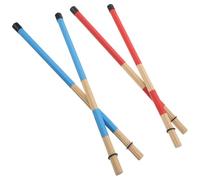LOLIPPYY 2 Pairs Wooden Drum Rod Brushes for Drum Kit, Percussion Mallet Sticks Set in Red and Blue, Practice Drumsticks and Training Tools for Jazz and Cajon Drummers
