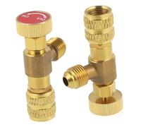 LOLIPPYY 2 Pcs Brass Air Conditioner Safety Valve with Standard Threads Leak Resistant Refrigerant Filling Valve for Home Conditioner Systems Easy Installation and Design