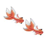 LOLIPPYY 2 Pcs Goldfish Embroidered Sewing Patches DIY Repair Applique for Clothes Jeans Bags Thread Material Easy to Sew Accessories
