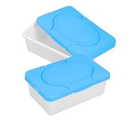 LOLIPPYY 2 Pcs Refillable Plastic Wipes Holder with Dustproof Lid Portable Tissue Box for Nursery and Travel and Compact Wipe Dispenser Keeps Clean and Fresh Blue