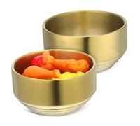 LOLIPPYY 2 Pcs Stainless Steel Anti-scalding Bowl Stainless Steel Bowls for Dips Metal Washing Basin Golden