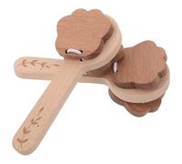 LOLIPPYY 2 Pcs Wooden Castanets with Long Handle Hand Clappers for Musical Montessori Percussion Instrument for Coordination Development and Classroom Rhythm