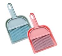 LOLIPPYY 2 Set Portable Mini Dustpan Brush Set Compact Small Broom and Dustpan Tool for Desktop Keyboard Cleaning Plastic Material Blue and Pink for Home Office Study