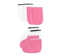 LOLIPPYY 2 Sets Heat Resistant Wax Treatment Gloves and Foot Covers Durable Chemical Resistant Spa Skin Care Socks for Hand and Foot Dead Skin Removal with White and Pink Covers