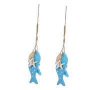 LOLIPPYY 2 Sets Rustic Wooden Fish Wall Hanging Decor Natural Wood Sculpture with Theme Coastal Home Art for Living Lake House Wedding Beach Figurine Decoration
