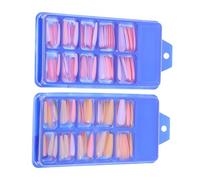 LOLIPPYY 200PCS Medium Length Press On Nails Set Flat Tip, Detachable Artificial Fingernails in Jelly Blue and Pink Purple Solid Colors for Manicure, Easy to Apply Fake Nail Patches
