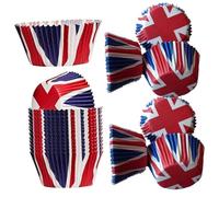 LOLIPPYY 200pcs Union Jack Paper Cupcake Cases Baking Cups for Muffins Dessert Cake Liners British Flag Design Party Baking Supply
