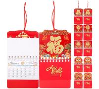 LOLIPPYY 2024 Chinese Wall Calendar 12pcs Mini Fu Character Hanging Paper Calendars for Lunar New Year Home and Office