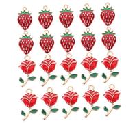 LOLIPPYY 20pcs Cute Diy Pendants Big Rose Red Girls Jewelry Accessories for Bracelet Necklace