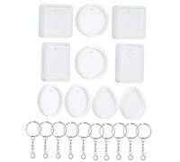 LOLIPPYY 20pcs DIY Crystal Epoxy Silicone Pendant Mold with Key Rings for Crafting Unique Keychains Multi-Shape Casting Kit for Beginners and DIY Enthusiasts