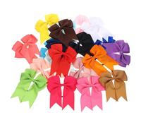 LOLIPPYY 20Pcs Elastic Bowknot Hair Bands for Fishtail Ribbon Ponytail Holders Bright Handmade Colors Soft Stretchy Hair Ties for Parties Birthdays Family Photos Random Color