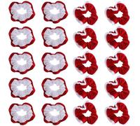 LOLIPPYY 20pcs Hair Ropes Christmas Hair Scrunchies Stretchy Rings Women Festive Scrunchies Flannel Holiday Christmas Ponytail Holder Bobbles