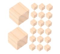 LOLIPPYY 20pcs Natural Wooden Cube Square Blocks for DIY Craft Building Unfinished Montessori Math Manipulatives Sturdy Wood Blocks for Educational Projects and Creative Construction