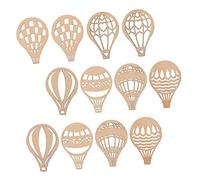 LOLIPPYY 24Pcs DIY Hot Air Balloon Wood Chips Wooden Craft Decorations for Hand Painted Art Projects Smooth Edges Wood Slices for Creative Graffiti and Educational Play