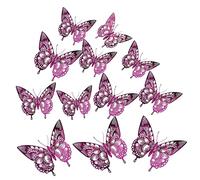 LOLIPPYY 24pcs Hollow Paper Butterfly Wall Stickers Purple Glitter Decor for Bedroom Living Crafts DIY Home Decoration