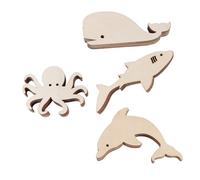 LOLIPPYY 24Pcs Unfinished Natural Wood Slices Ocean Animal Cutouts for Painting and Craft Projects Smooth Polished Wooden Shapes for DIY Art Tags Home Decor Safe