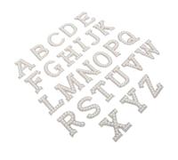 LOLIPPYY 26PCS Self-Adhesive Rhinestone Pearl Alphabet Letter Stickers Bling Applique for Jackets Hats Bags Clothes Easy DIY Sparkle Patch for Fashion Decoration and Upcycling